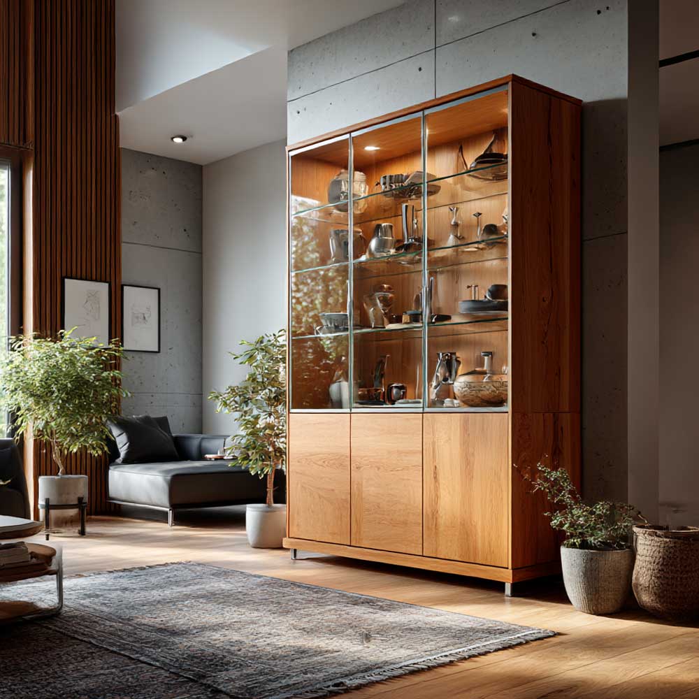 Sypialnia z meblami z olchy w ciepłym tonie