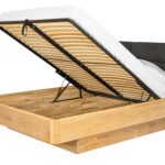 Łóżko Dębowe z Podnoszonym Stelażem i Pojemnikiem Mara