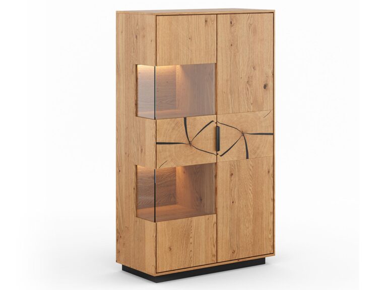Dębowa Witryna Plaster Drewna Loftwood Stojąca