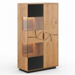 Stojąca Witryna Nowoczesna Loftwood Czarne Szkło