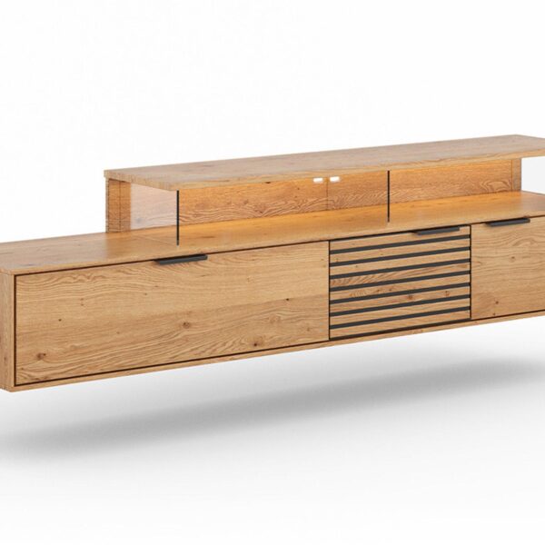 Szafka RTV Dębowa z Lamelami Loftwood