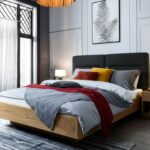 Łóżko Dębowe z Podnoszonym Stelażem i Pojemnikiem Mara