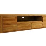 Szafka RTV Dębowa Ryflowana 200 cm 2 Szuflady – Castoro 48