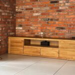 Szafka RTV Dębowa Ryflowana 200 cm 2 Szuflady – Castoro 48