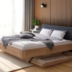 Stylowe Łóżko Dębowe z Eleganckim Wykończeniem Elona B