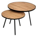 Zestaw Stolików Kawowych z Obrzeżem Skórzanym 25 mm – Artisan 02