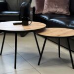 Zestaw Stoliki Dekoracyjne ze Skórą Naturalną – Kreo 01