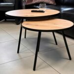 Zestaw Stoliki Dekoracyjne ze Skórą Naturalną – Kreo 01