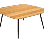 Stolik Dębowy Geometryczny z Frezowanym Blatem – Linaro 04