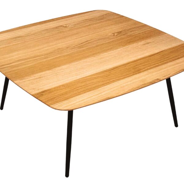 Stolik Dębowy Geometryczny z Frezowanym Blatem – Linaro 04