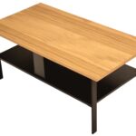 Stolik Kawowy z Drewna Dębowego i Metalową Ramą – Taverno