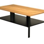 Stolik Kawowy z Drewna Dębowego i Metalową Ramą – Taverno