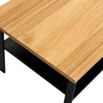 Stolik Kawowy z Drewna Dębowego i Metalową Ramą – Taverno