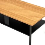 Stolik Kawowy z Drewna Dębowego i Metalową Ramą – Taverno