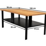 Stolik Kawowy z Drewna Dębowego i Metalową Ramą – Taverno
