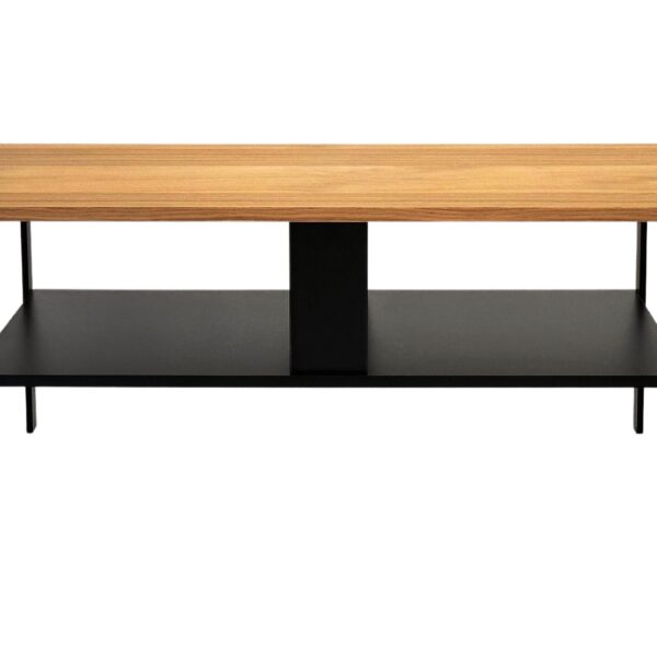 Stolik Kawowy z Drewna Dębowego i Metalową Ramą – Taverno