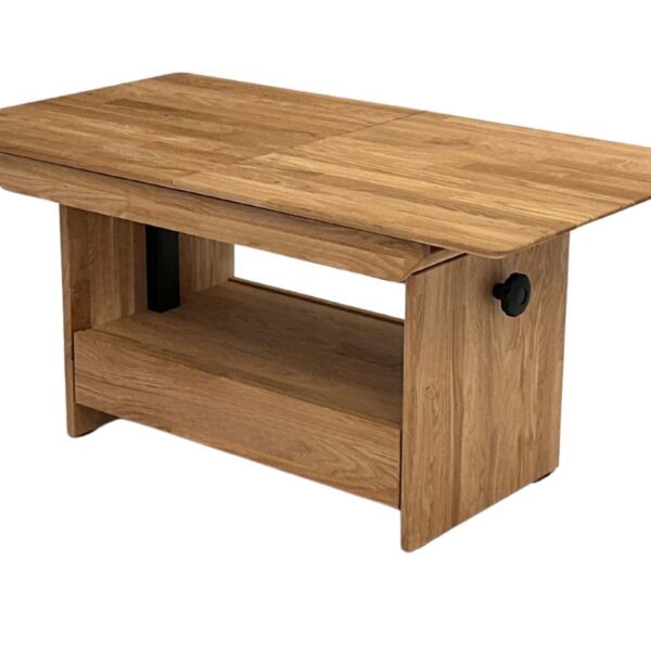 Stolik Dębowy Rozsuwany z Szufladą i Wkładką 40 cm – Artisan 05