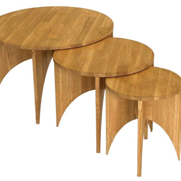 Zestaw Okrągłych Stolików Dębowych 3w1 – Taverno