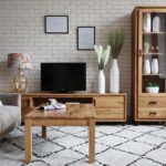 Wysoka Witryna Dębowa na Nóżkach ALAMOS LOFT