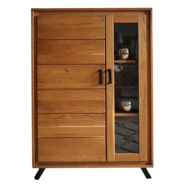 Komoda z Przeszkleniem Dębowa ALAMOS LOFT