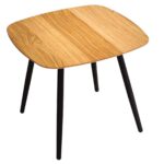 Stolik Drewniany Mały z Geometryczną Nóżką – Linaro 01