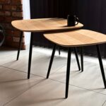 Stolik Drewniany Mały z Geometryczną Nóżką – Linaro 01