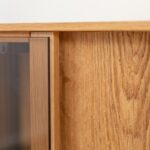 Szeroka Dębowa Komoda TV z Przeszkleniem Essentia