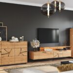 Modernistyczna Szafka RTV z Plastrem Drewna Loftwood