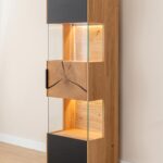 Industrialna Witryna Wisząca Dębowa Czarne Szkło Loftwood