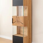 Industrialna Witryna Wisząca Dębowa Czarne Szkło Loftwood