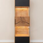 Industrialna Witryna Wisząca Dębowa Czarne Szkło Loftwood