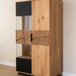 Stojąca Witryna Nowoczesna Loftwood Czarne Szkło