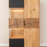 Stojąca Witryna Nowoczesna Loftwood Czarne Szkło