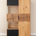 Stojąca Witryna Nowoczesna Loftwood Czarne Szkło