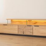 Modernistyczna Szafka RTV z Plastrem Drewna Loftwood