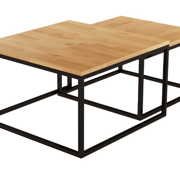 Zestaw Stoliki Drewniano-Metalowe Okrągłe – Kongo 1+1