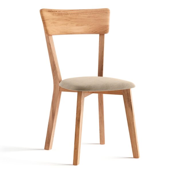 Krzesło drewniane Max z beżowym siedziskiem