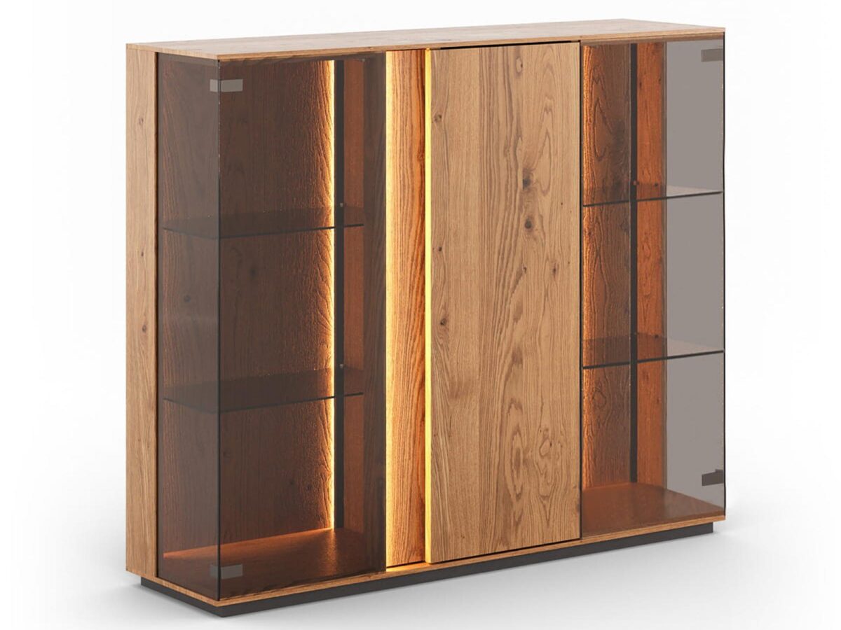 Niska Witryna Szklana Dębowa Essentia