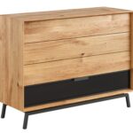 Komoda Szuflady Szyba Loft Dębowa Grafitem Oak Elegance