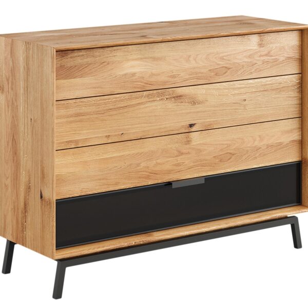 Komoda Szuflady Szyba Loft Dębowa Grafitem Oak Elegance