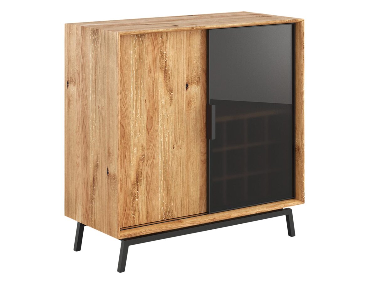 Komoda Winna Szyba Loft Stal Dąb Oak Elegance