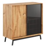 Komoda Winna Szyba Loft Stal Dąb Oak Elegance