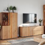 Szeroka Komoda TV Dębowa Essentia