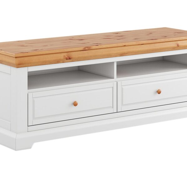 Komoda TV Mała Klasyczna Sosna Biel Natura Classica