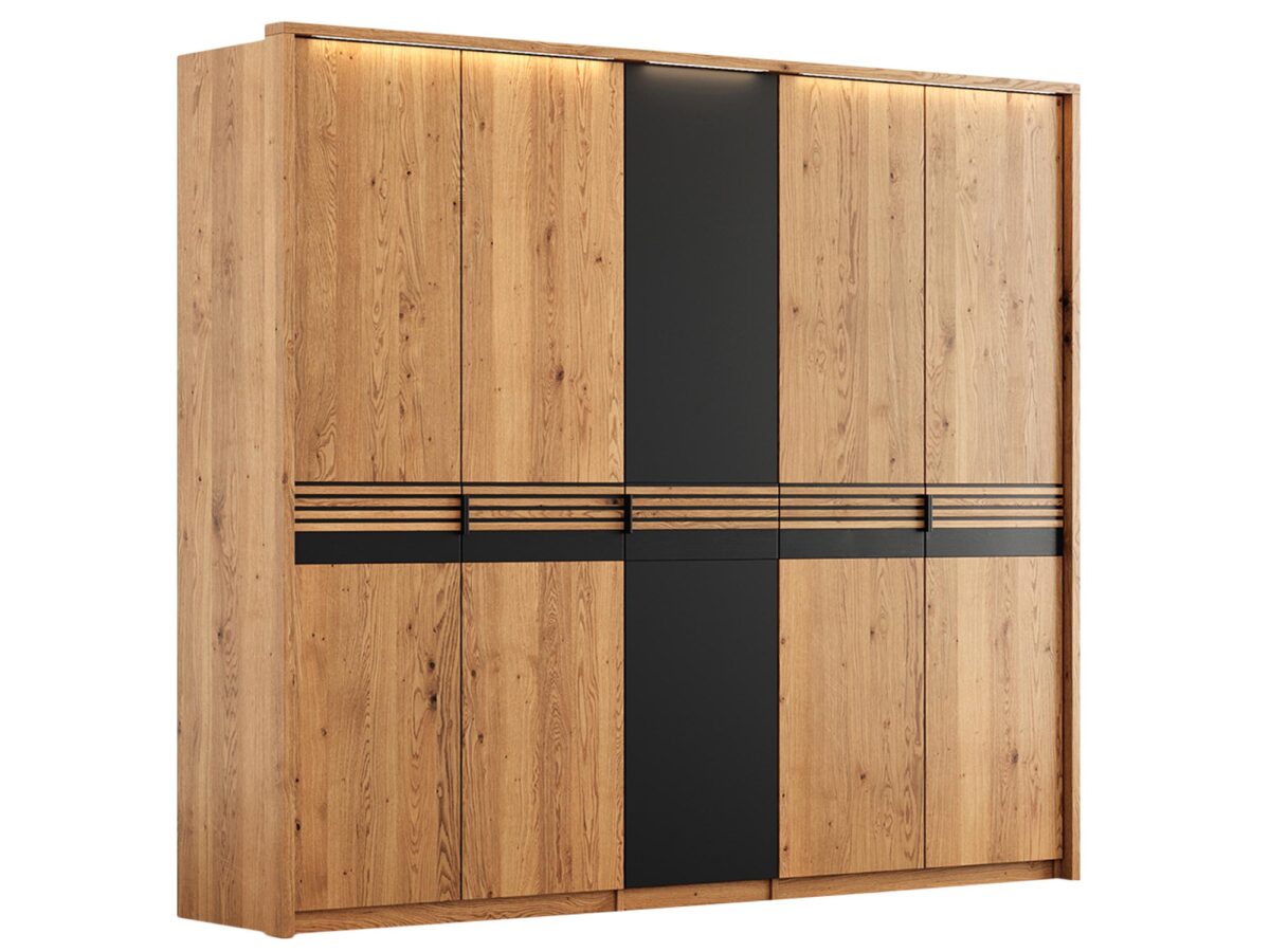 Szafa Dębowa 5D z Pojedynczymi Drzwiami Szklanymi - Kopenhaga