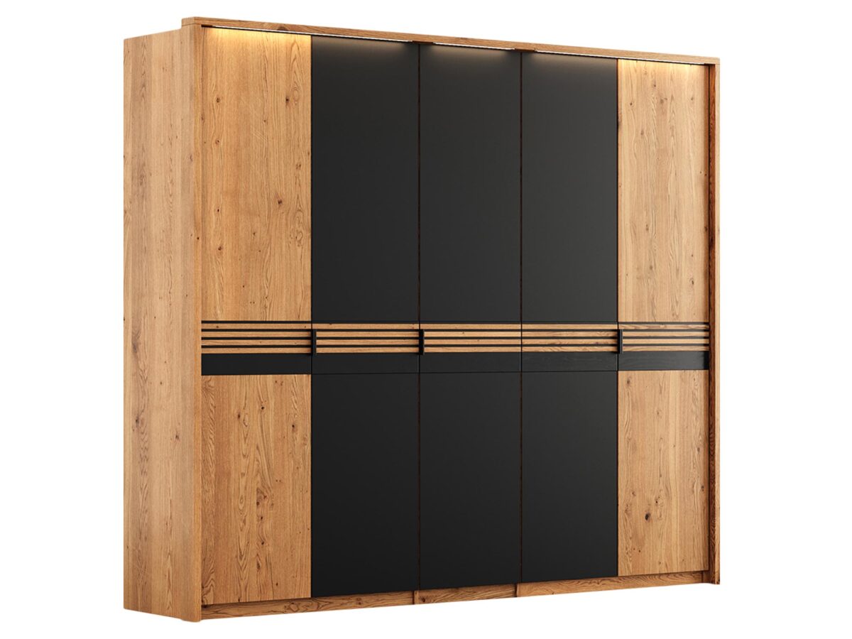 Szafa Dębowa 5D z Potrójnymi Drzwiami Szklanymi - Kopenhaga