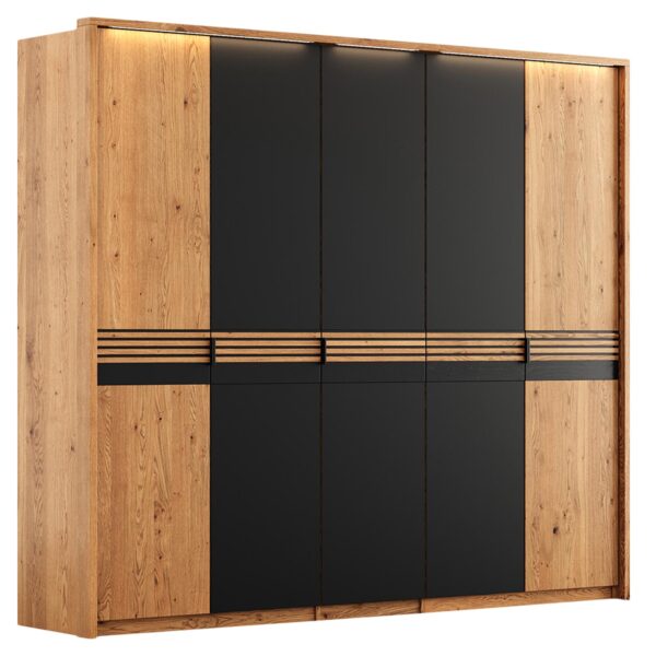 Szafa Dębowa 5D z Potrójnymi Drzwiami Szklanymi - Kopenhaga