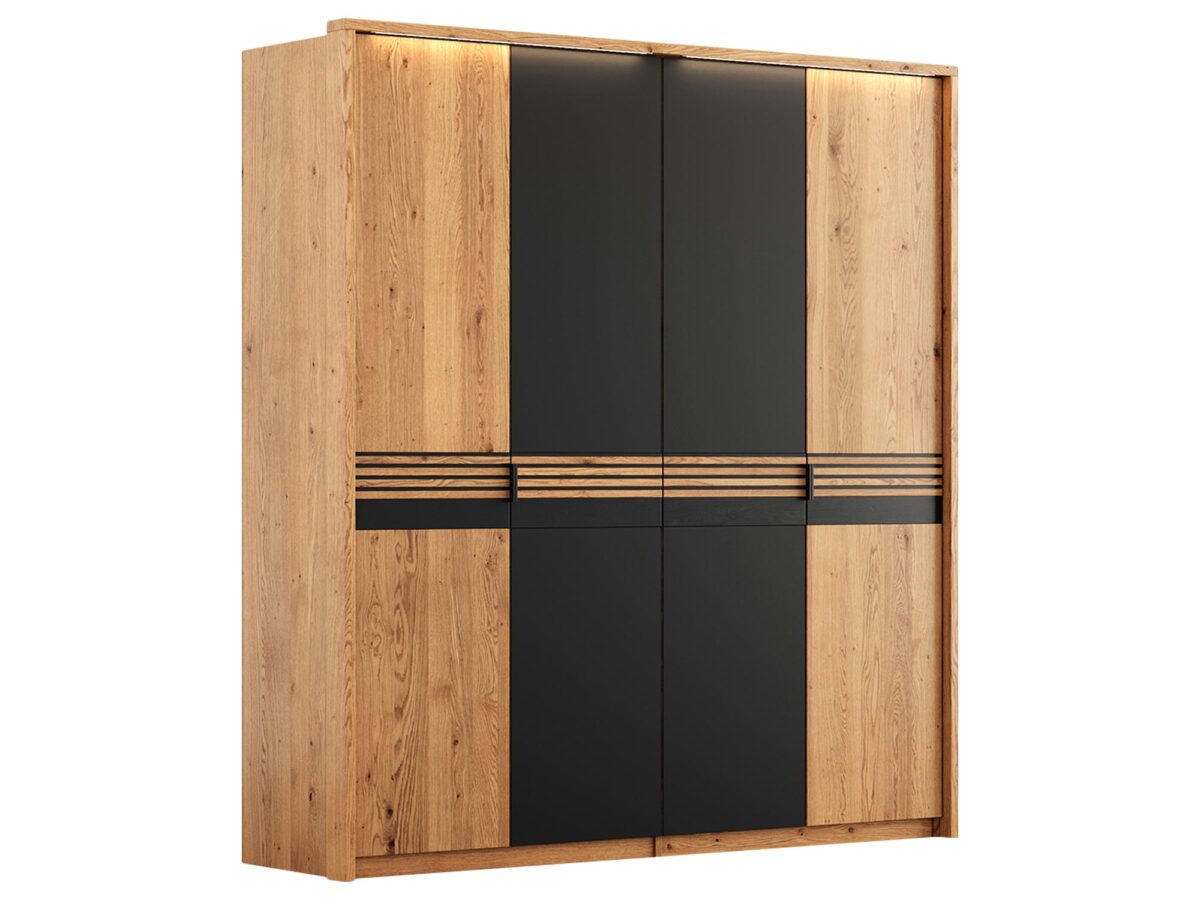 Szafa Dębowa 4D z Podwójnymi Drzwiami Szklanymi - Kopenhaga