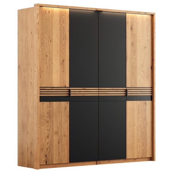 Szafa Dębowa 4D z Podwójnymi Drzwiami Szklanymi - Kopenhaga