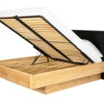 Dębowe Łóżko z Podnoszonym Stelażem i Pojemnikiem Bamare